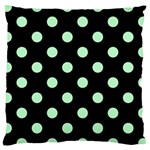 Polka Dots - Mint Green on Black Large Cushion Case (One Side)