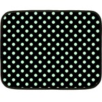 Polka Dots - Mint Green on Black Double Sided Fleece Blanket (Mini)