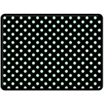 Polka Dots - Mint Green on Black Double Sided Fleece Blanket (Large) (Two Sides)