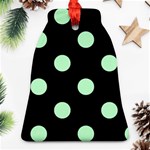 Polka Dots - Mint Green on Black Bell Ornament (Two Sides)