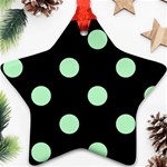 Polka Dots - Mint Green on Black Star Ornament (Two Sides)