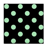 Polka Dots - Mint Green on Black Tile Coaster
