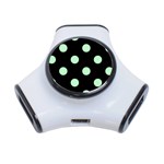 Polka Dots - Mint Green on Black Portable USB Hub (One Side)