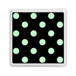 Polka Dots - Mint Green on Black Memory Card Reader with Storage (Square)