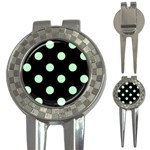 Polka Dots - Mint Green on Black 3-in-1 Golf Divot