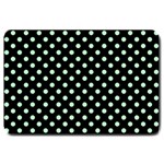 Polka Dots - Mint Green on Black Large Doormat