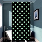 Polka Dots - Mint Green on Black Shower Curtain 36  x 72  (Stall)
