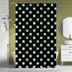 Polka Dots - Mint Green on Black Shower Curtain 48  x 72  (Small)