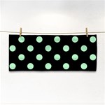 Polka Dots - Mint Green on Black Hand Towel