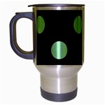 Polka Dots - Mint Green on Black Travel Mug (Silver Gray)