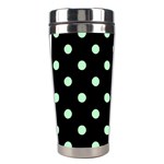 Polka Dots - Mint Green on Black Stainless Steel Travel Tumbler