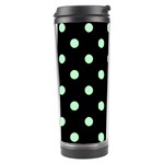 Polka Dots - Mint Green on Black Travel Tumbler