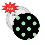 Polka Dots - Mint Green on Black 2.25  Button (10 pack)