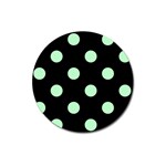 Polka Dots - Mint Green on Black Magnet 3  (Round)