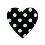 Polka Dots - Mint Green on Black Magnet (Heart)