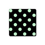 Polka Dots - Mint Green on Black Magnet (Square)