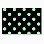 Polka Dots - Mint Green on Black Postcard 5  x 7 