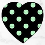 Polka Dots - Mint Green on Black Jigsaw Puzzle (Heart)