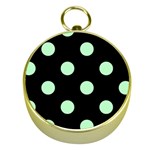 Polka Dots - Mint Green on Black Gold Compass