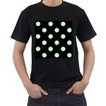 Polka Dots - Mint Green on Black Men s T-Shirt (Black)