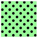 Polka Dots - Black on Light Green Large Satin Scarf (Square)