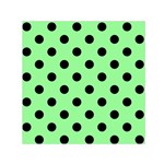 Polka Dots - Black on Light Green Small Satin Scarf  (Square)