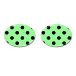 Polka Dots - Black on Light Green Cufflinks (Oval)