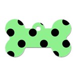 Polka Dots - Black on Light Green Dog Tag Bone (Two Sides)