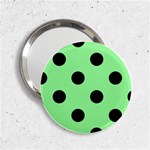 Polka Dots - Black on Light Green 2.25  Handbag Mirror