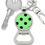 Polka Dots - Black on Light Green Bottle Opener Key Chain