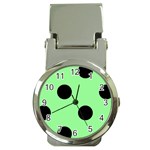 Polka Dots - Black on Light Green Money Clip Watch