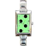 Polka Dots - Black on Light Green Rectangle Italian Charm Watch