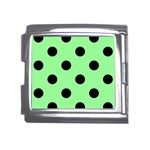 Polka Dots - Black on Light Green Mega Link Italian Charm (18mm)