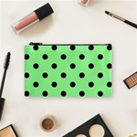 Polka Dots - Black on Light Green Cosmetic Bag (S)