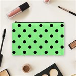 Polka Dots - Black on Light Green Cosmetic Bag (M)