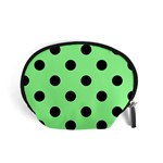Polka Dots - Black on Light Green Accessory Pouch (Small)