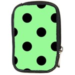 Polka Dots - Black on Light Green Compact Camera Leather Case