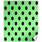Polka Dots - Black on Light Green Canvas 8  x 10 