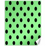 Polka Dots - Black on Light Green Canvas 11  x 14 