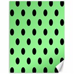 Polka Dots - Black on Light Green Canvas 12  x 16 