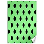 Polka Dots - Black on Light Green Canvas 12  x 18 