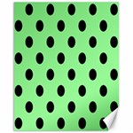 Polka Dots - Black on Light Green Canvas 16  x 20 