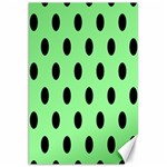 Polka Dots - Black on Light Green Canvas 20  x 30 