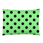 Polka Dots - Black on Light Green Pillow Case (Two Sides)