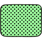 Polka Dots - Black on Light Green Fleece Blanket (Mini)