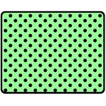 Polka Dots - Black on Light Green Fleece Blanket (Medium) (One Side)