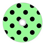 Polka Dots - Black on Light Green CD Wall Clock