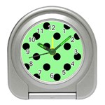 Polka Dots - Black on Light Green Desk Alarm Clock