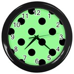 Polka Dots - Black on Light Green Wall Clock (Black)
