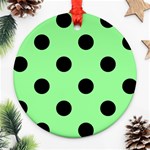 Polka Dots - Black on Light Green Round Ornament (Two Sides)